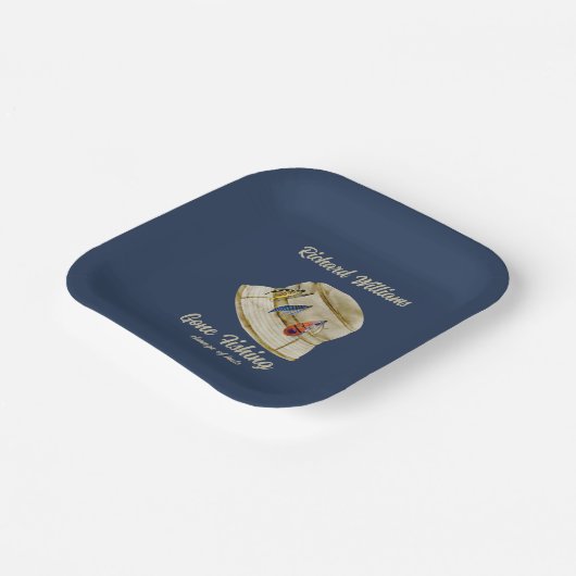 Pensioen verdwenen Gevist visser Pet Papieren Bordje (Gebogen)