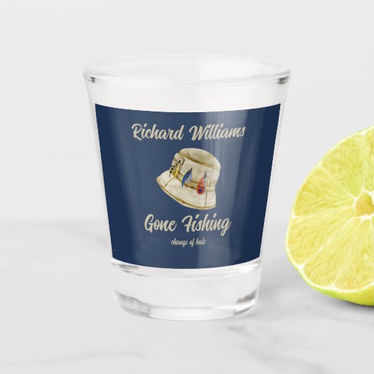 Pensioen verdwenen Gevist visser Pet Shot Glas (Voorkant)