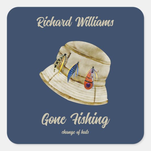 Pensioen verdwenen Gevist visser Pet Vierkante Sticker (Voorkant)
