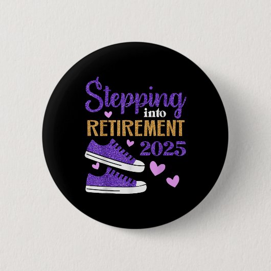 Pensioen vieren 2025 ronde button 5,7 cm (Voorkant)