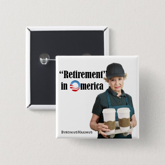 Pensioen Vierkante Button 5,1 Cm (Voorkant /achterkant)