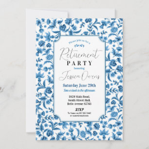 Pensioen Vrouwen Chintz Blauw & Wit Bloemen Ditsy Kaart