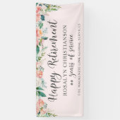 Pensioen Waterverf Blush Roze Bloemen Script Spandoek (Verticaal)