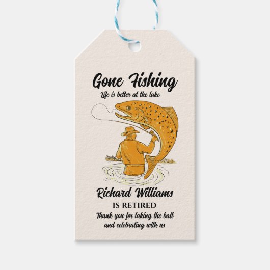 Pensioen weg Vist leven is beter gepensioneerd Cadeaulabel (Voorkant)