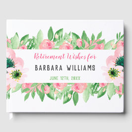 Pensioen wenst roze Waterverf Bloemen Gastenboek