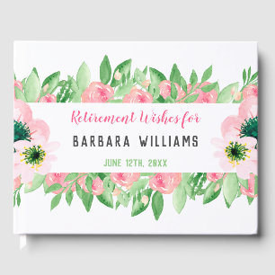 Pensioen wenst roze Waterverf Bloemen Gastenboek