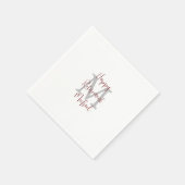 Pensioen Wit Grijs Bourgondië Naam Monogram Servet (Hoek)