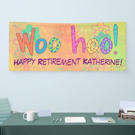 Pensioen WooHoo naam gepersonaliseerde banner (Beurs)