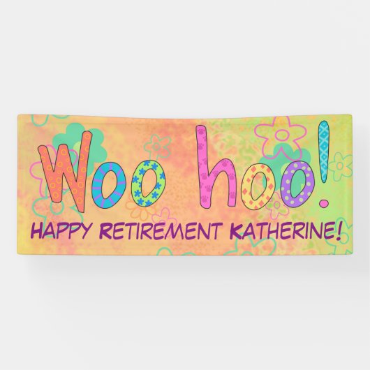 Pensioen WooHoo naam gepersonaliseerde banner (Horizontaal)