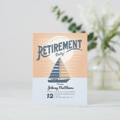 Pensioen zeilboot zonsondergang briefkaart uitnodi (Staand voorkant)