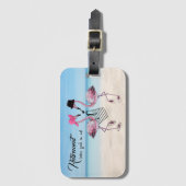 Pensioen ziet er goed uit op ons! Flamingo op het  Bagagelabel (Voorkant (verticaal))