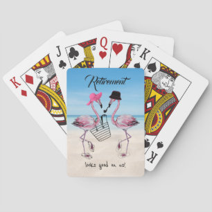 Pensioen ziet er goed uit op ons! Flamingo op het  Pokerkaarten