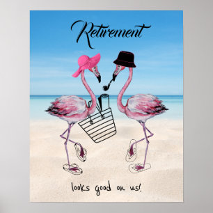 Pensioen ziet er goed uit op ons! Flamingo op het  Poster