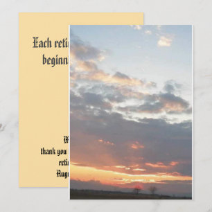 Pensioen zonsondergang foto nieuwe start bedankkaart
