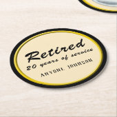 Pensioen Zwart en Goud grens Ronde Kartonnen Onderzetter (Gebogen)