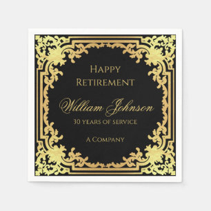 Pensioen Zwart Nepgoud Vintage Elegant Schrift Servet