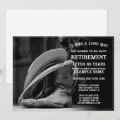 Pensioenaankondiging met cowboylaarzen en -pet (Voorkant / Achterkant)