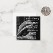 Pensioenaankondiging met cowboylaarzen en -pet notitiekaartje (Voorkant / Achterkant in situ)