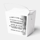 Pensioenaankondiging met oude sporen bedankdoosjes (Achterkant)