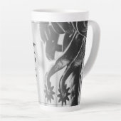 Pensioenaankondiging met oude sporen latte mok (Rechterhoek)