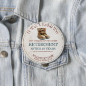 Pensioenaankondiging met oude sporen ronde button 4,0 cm (In situ)