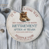 Pensioenaankondiging met oude sporen ronde button 6,0 cm (In situ)