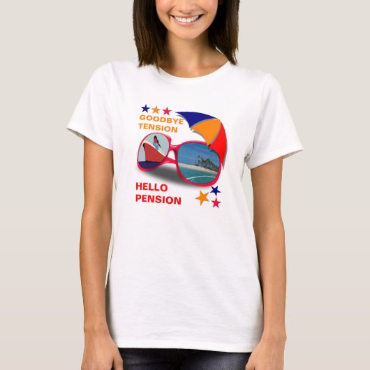 Pensioenafscheid Hallo Pensioen Funny T- T-shirt (Voorkant)