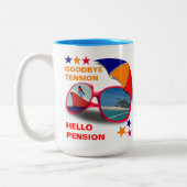 Pensioenafscheid Hallo Pensioen Funny Tweekleurige Koffiemok (Links)