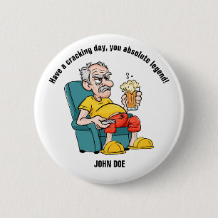 Pensioenbadge grappig, brutaal, licht onbeleefd ronde button 5,7 cm