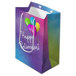 Pensioenballonnen op regenboog medium cadeauzakje