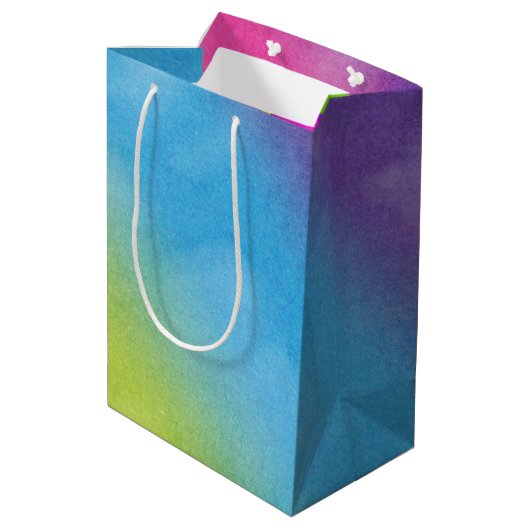 Pensioenballonnen op regenboog medium cadeauzakje (Achterkant Gekanteld)