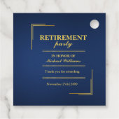 Pensioenbedrijf Elegant Blauw Goud Bedankjes Labels (Achterkant)