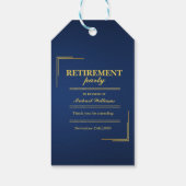 Pensioenbedrijf Elegant Blauw Goud Cadeaulabel (Achterkant)