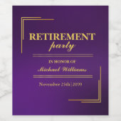 Pensioenbedrijf Elegant Paarse Goud Wijn Etiket (Enkel label)