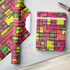 Pensioenbegroeting Jouw tekst Groen Geel Cadeaupapier