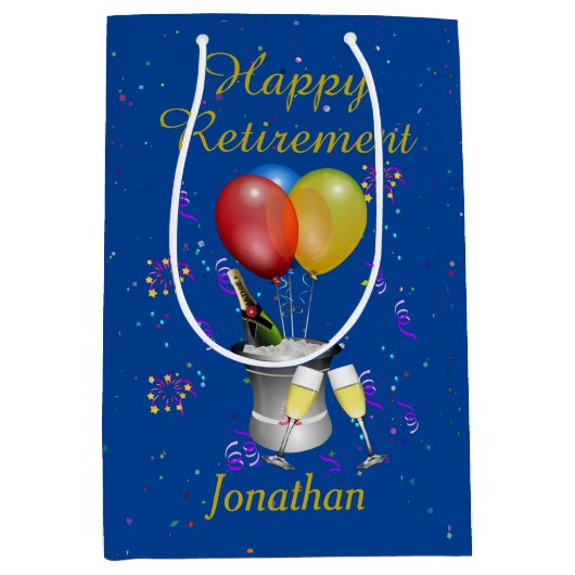 Pensioenblauwe feestwijn Mousserende wijn Medium Cadeauzakje (Voorkant)