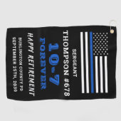 Pensioencadeau van politieagent met blauwe lijn golfhanddoek (Horizontaal)