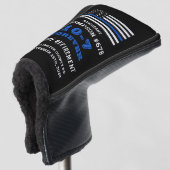 Pensioencadeau van politieagent met blauwe lijn golfheadcover (3/4 voorkant)