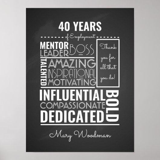 Pensioencadeau voor boss long service award poster (Voorkant)