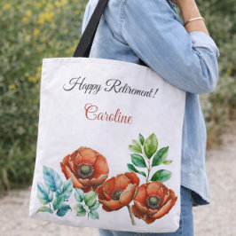 Pensioencadeau voor haar Aquarel Rode Klaprozen Tote Bag