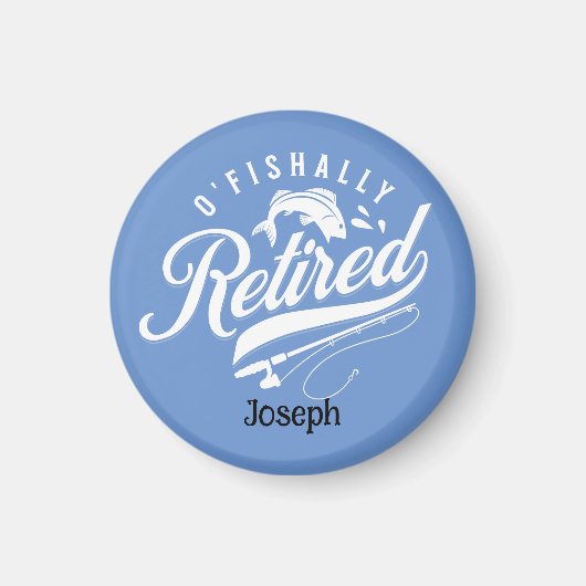 Pensioencadeaus. Visser/vrouw. Editable-naam Magneet (Voorkant)