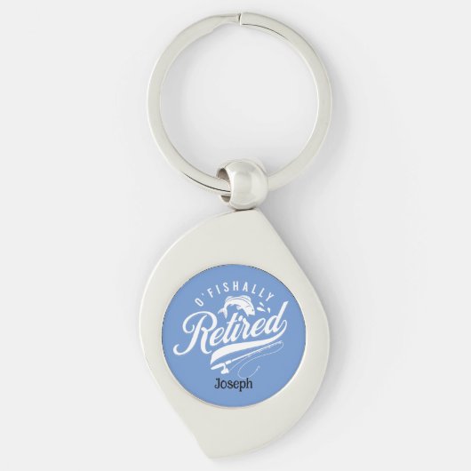 Pensioencadeaus. Visser/vrouw. Editable-naam Sleutelhanger (Voorkant)