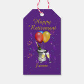 Pensioencering Paarse Gift Labels Cadeaulabel (Voorkant)
