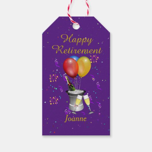 Pensioencering Paarse Gift Labels Cadeaulabel (Voorkant)