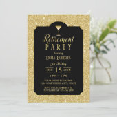 PensioenCocktail Wine Party Modern Black & Gold Kaart (Staand voorkant)