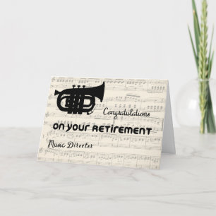 Pensioencongratulatiekaart voor muziekdirecteur kaart