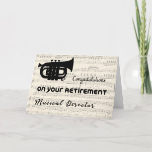 Pensioencongratulatiekaart voor muziekdirecteur kaart