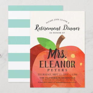 Pensioendiner van Apple van de leraar   Uitnodigin Kaart