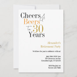 Pensioenfeest 30 jaar Cheers en bieren minimaal Kaart