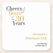 Pensioenfeest 30 jaar Cheers en bieren minimaal Kartonnen Onderzetters (Voorkant)